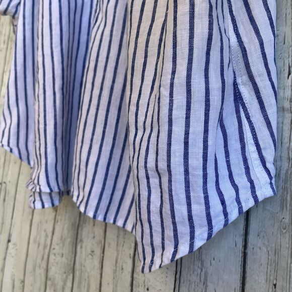 Lauren Ralph Lauren Womens Linen Button Up Shirt Plus Size 3X Striped Nautical - Picture 5 of 11